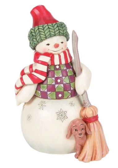 JIM SHORE HWC - SNOWMAN WITH DOG SWEPT IN LOVE 6017014