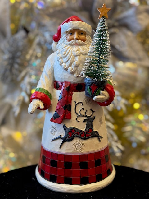 JIM SHORE HIGHLAND GLEN SANTA WITH BRISTLE TREE 6017023