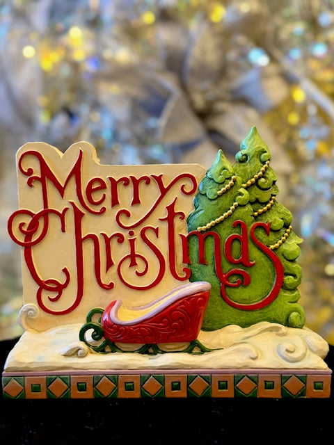 JIM SHORE CHRISTMAS AT THE LODGE MERRY CHRISTMAS SIGN 6017033