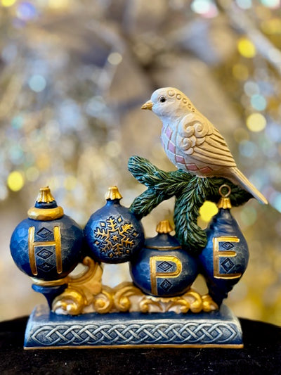 JIM SHORE HWC TWILIGHT BLUE GOLD HOPE SIGN WITH DOVE 6017042