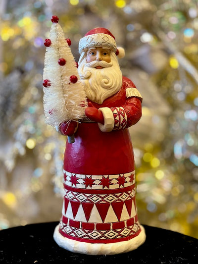 JIM SHORE NORDIC NOEL SANTA WITH BRISTLE TREE 6017043