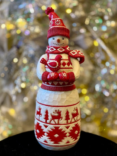JIM SHORE HWC NORDIC NOEL SNOWMAN WITH CARDINAL6017044