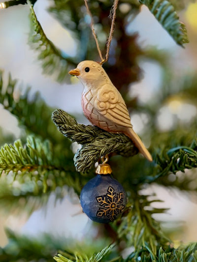 JIM SHORE HWC - BLUE & GOLD DOVE ORNAMENT 6017050