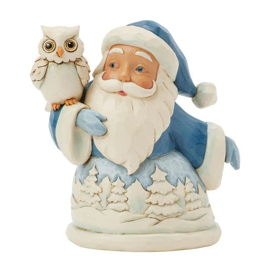 JIM SHORE HWC - MINI BLUE SANTA WITH OWL 6017274