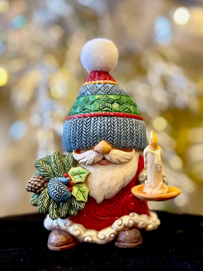 JIM SHORE HWC GNOME WITH CHAMBER CANDLE & WREATH 6017286