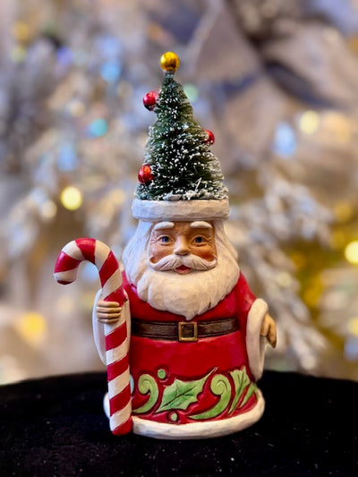 JIM SHORE PINT SIZED SANTA WITH BRISTLE TREE HAT 6017295