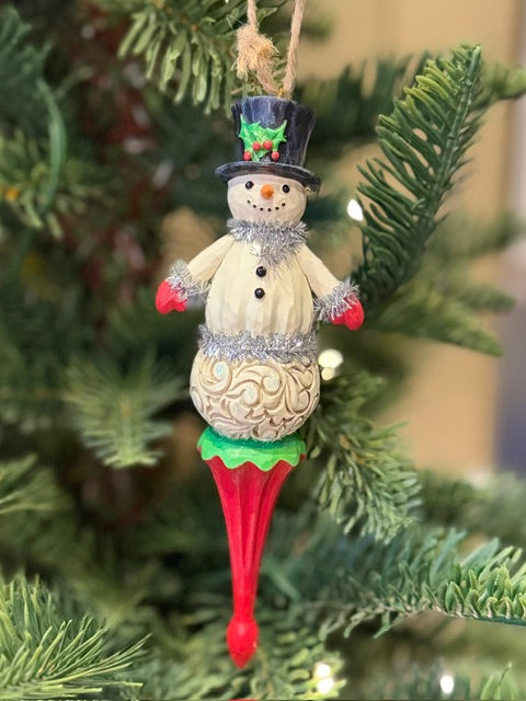 JIM SHORE HWC - SNOWMAN FINIAL HANGING ORNAMENT 6019346