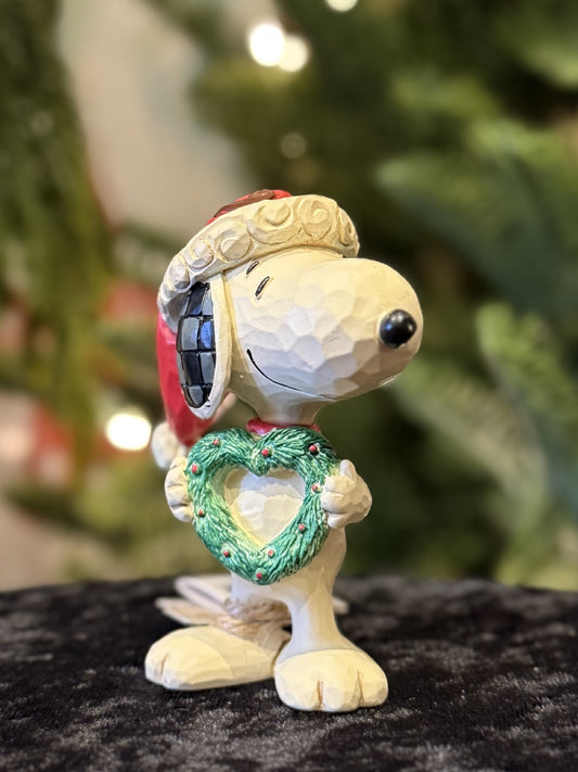 JIM SHORE - PEANUTS - SNOOPY WITH WREATH  MINI 6018690