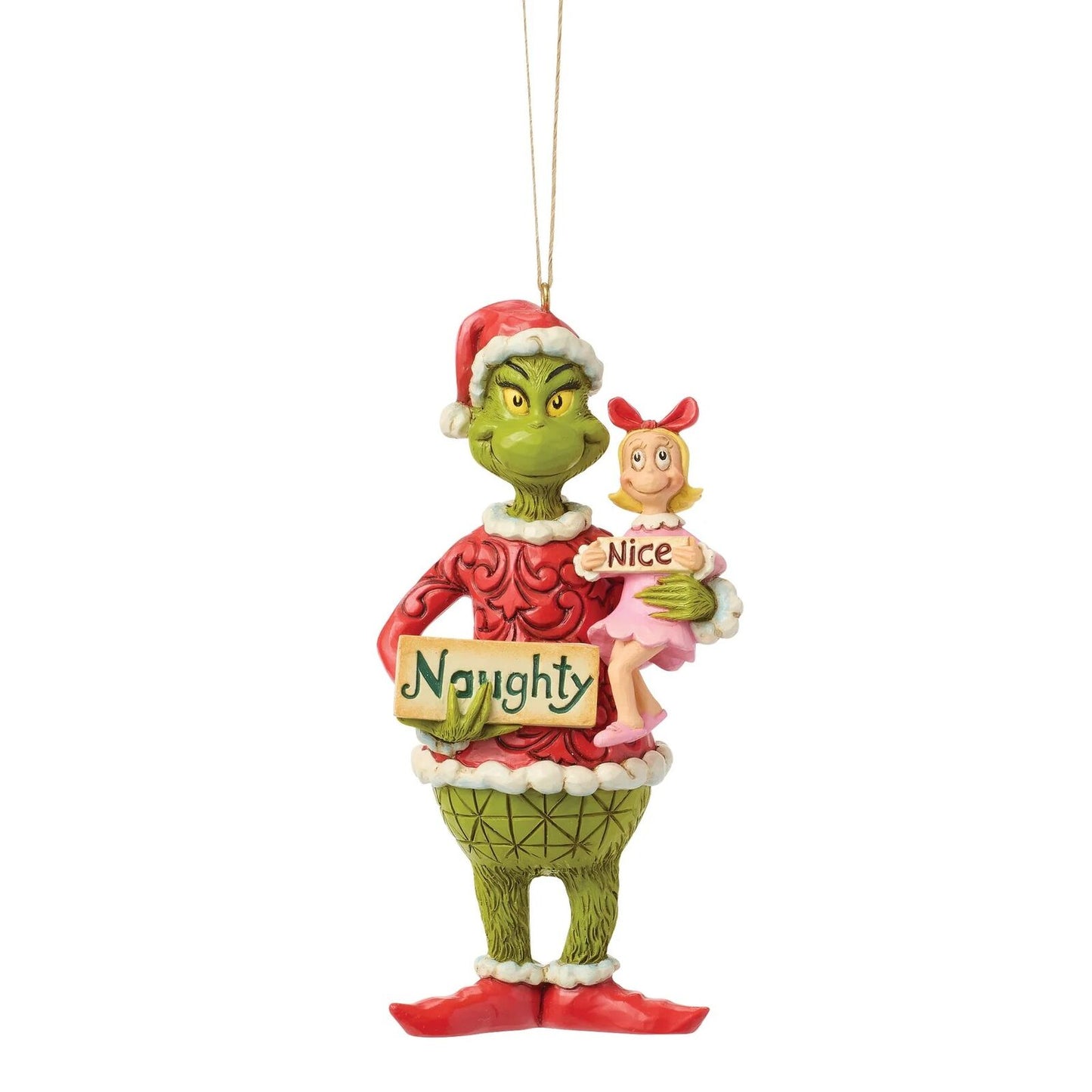 GRINCH BY JIM SHORE - GRINCH AND CINDY LOU WITH SIGN HANGING ORNAMENT