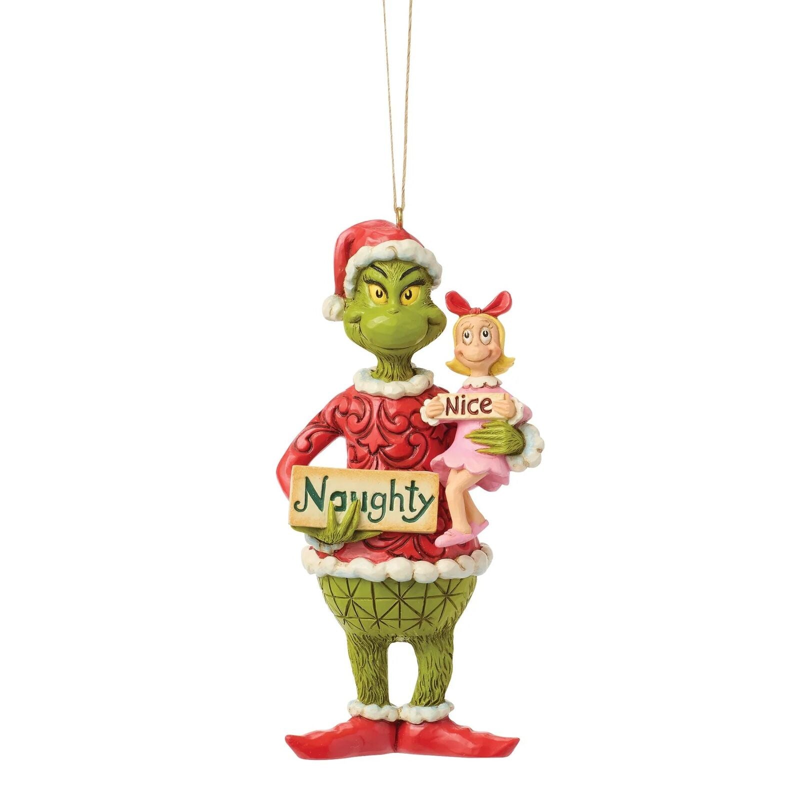 GRINCH BY JIM SHORE - GRINCH AND CINDY LOU WITH SIGN HANGING ORNAMENT
