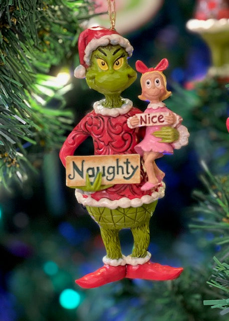 GRINCH BY JIM SHORE - GRINCH AND CINDY LOU WITH SIGN HANGING ORNAMENT 6018968