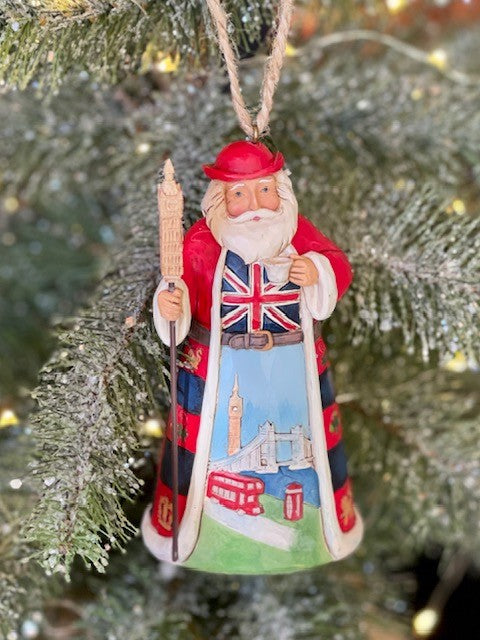 JIM SHORE HWC BRITISH SANTA HANGING ORNAMENT 6001509