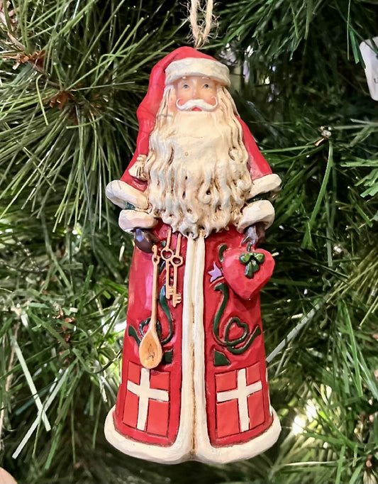 JIM SHORE HWC DANISH SANTA ORNAMENT 6001510