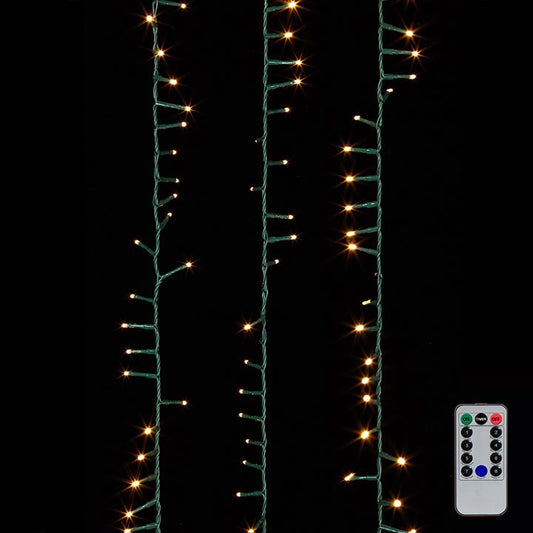 36.5FOOT SNAKE GARLAND GREEN WIRE WITH 500 WARM WHITE LIGHTS INCLUDING REMOTE