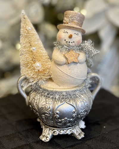 VINTAGE SNOWMAN WITH BRISTLETREE CENTREPIECE 4301628