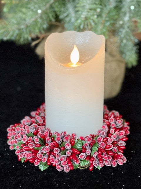 RED BEADED BERRY CANDLE RING 2210110