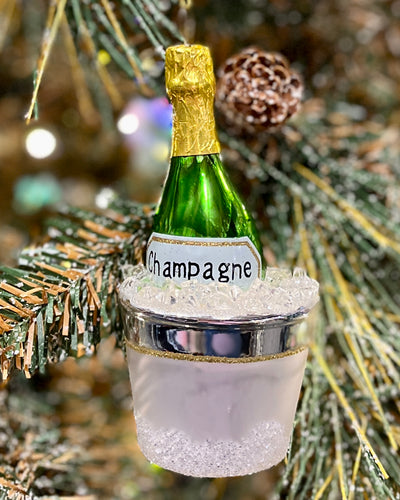 ERIC CORTINA CHAMPAGNE BUCKET GLASS ORNAMENT 3952911