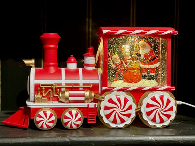 GLITTER LANTERN - PEPPERMINT TRAIN WITH SANTA & ELVES 4300753