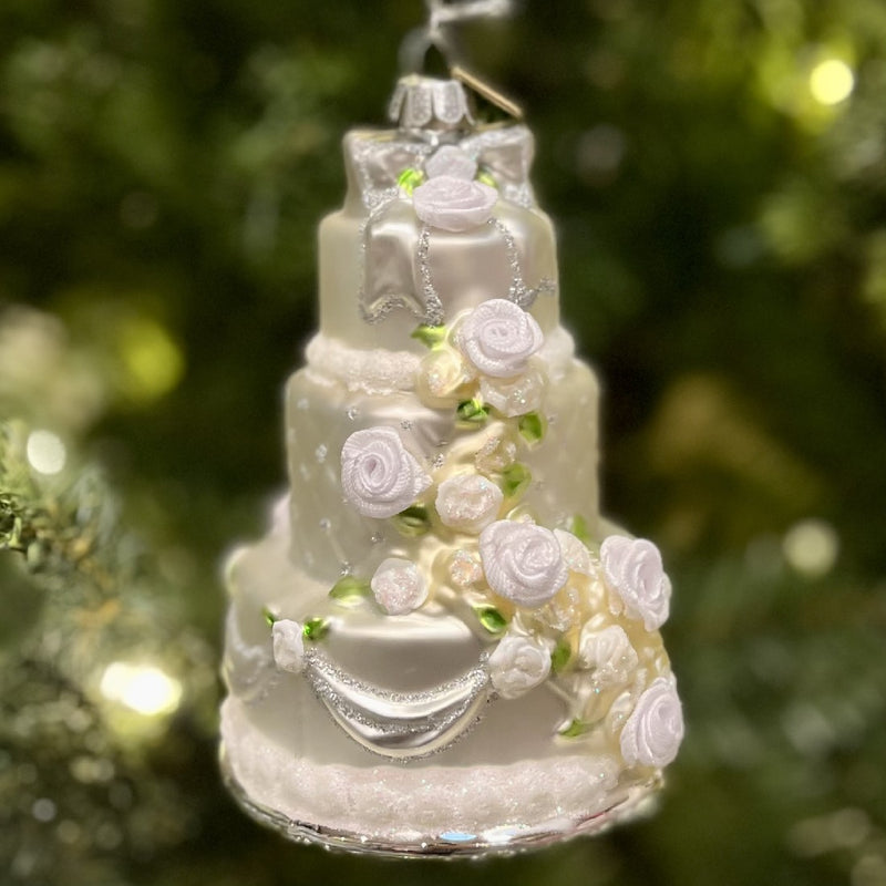 ERIC CORTINA WEDDING CAKE GLASS HANGING ORNAMENT 4253129