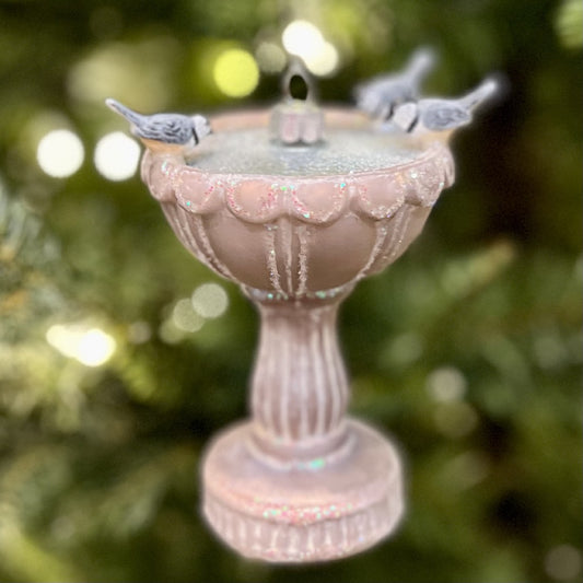 GLASS BIRD BATH HANGING ORNAMENT 4252858