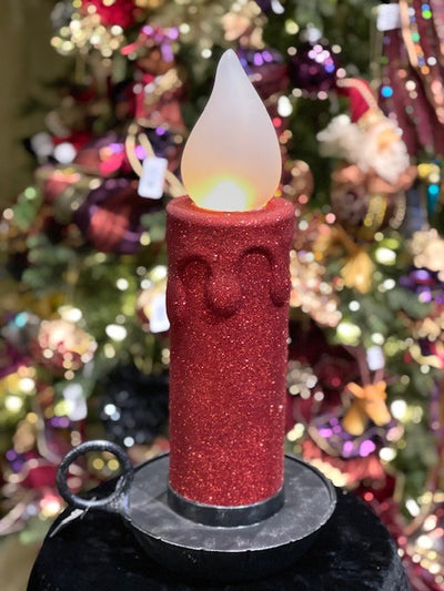 RED GLITTER LED FLICKERING CANDLE 4016115