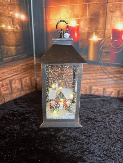 CHRISTMAS VILLAGE LANTERN WITH LIGHTED HOUSE 4016181
