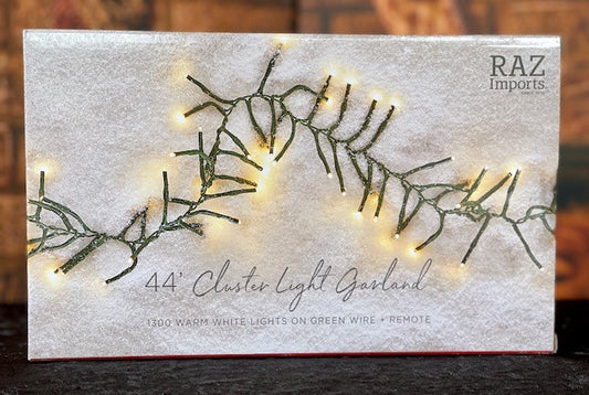 44FT WARM WHITE CLUSTER LIGHT GARLAND