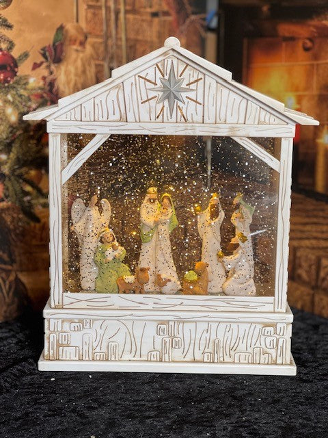 GLITTER LANTERN - WHITE NATIVITY MUSICAL 4100758