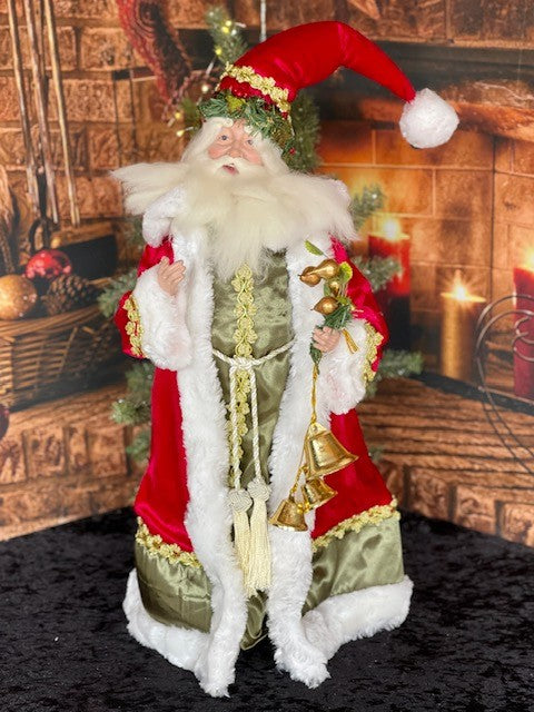 STANDING SANTA WITH GOLD PEARS & BELLS 4102257