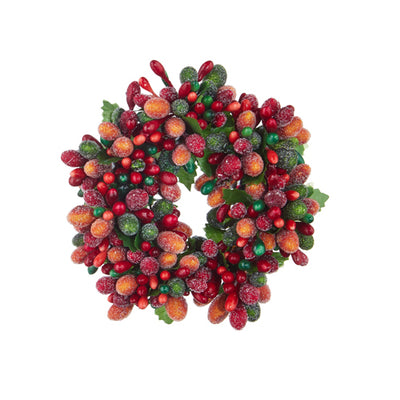 RED/ORANGE PIP BERRY 4 INCH CANDLE RING 4110109