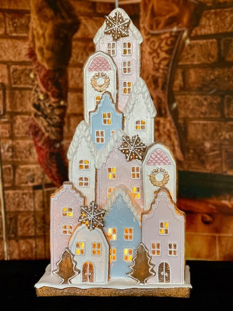 PEPPERMINT PARLOUR ICED GINGER BREAD LIGHTED VILLAGE 4110222