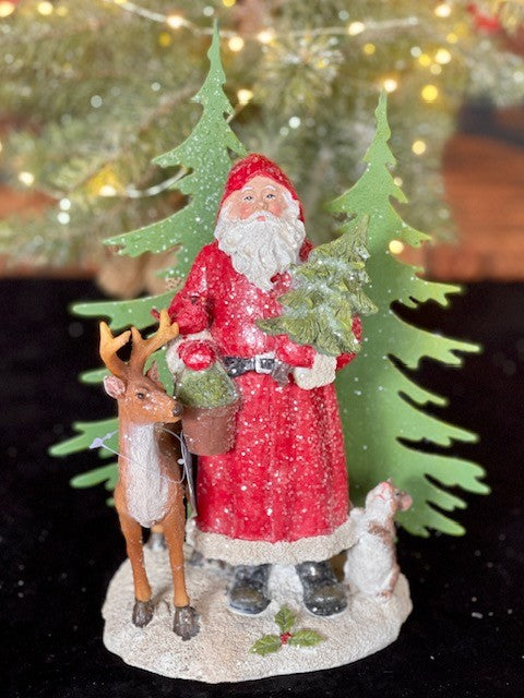 SANTA WITH DEER & FRIENDS AND TREE BACKDROP 4111099