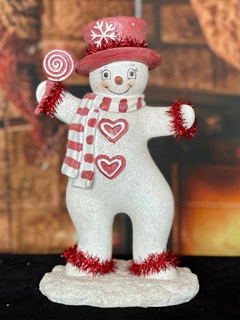 SNOWMAN WITH HEARTS HOLDING LOLLIPOP 4111133