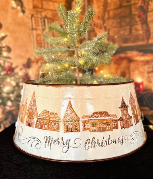 GINGERBREAD VILLAGE EMBOSSED TREE COLLAR 4111266