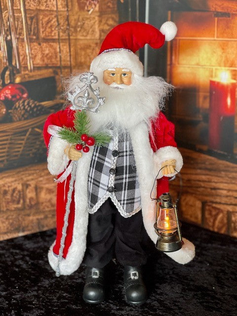 CHRISTMAS VILLAGE SANTA WITH STAFF AND LIGHTED LANTERN 4115501