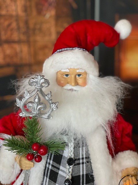CHRISTMAS VILLAGE SANTA WITH STAFF AND LIGHTED LANTERN 4115501