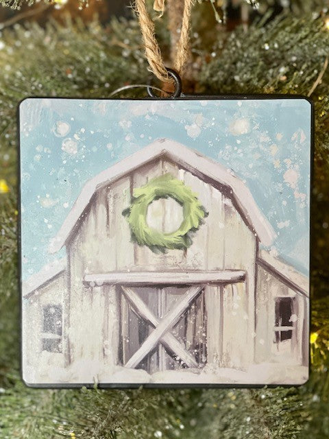 WINTER BARN DISC HANGING ORNAMENT 4115992