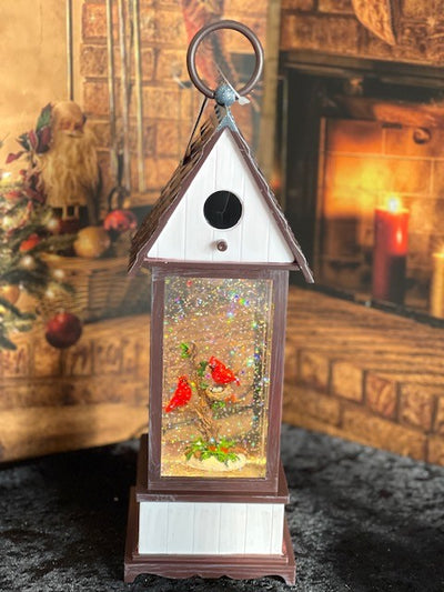 GLITTER LANTERN CARDINAL BIRDHOUSE