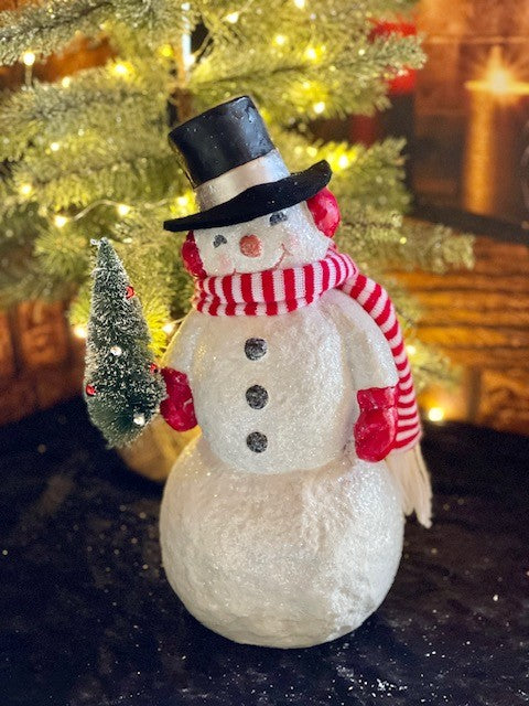 RETRO 12.75" SNOWMAN HOLDING TREE 4116408
