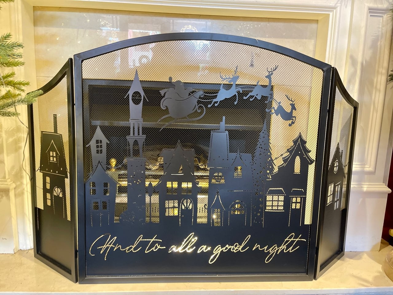 CHRISTMAS VILLAGE - 48" BLACK FIREPLACE SCREEN 4117027