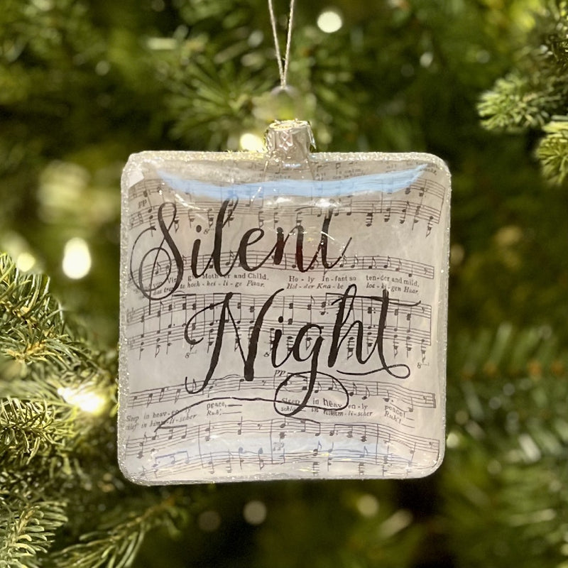SILENT NIGHT SHEET MUSIC GLASS HANGING ORNAMENT 4119018