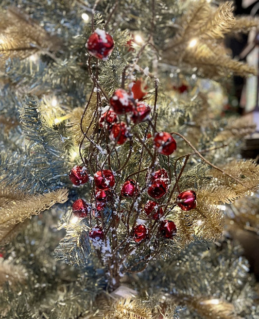RED SHINY JINGLE BELL SPRAY 28 INCH F4102323