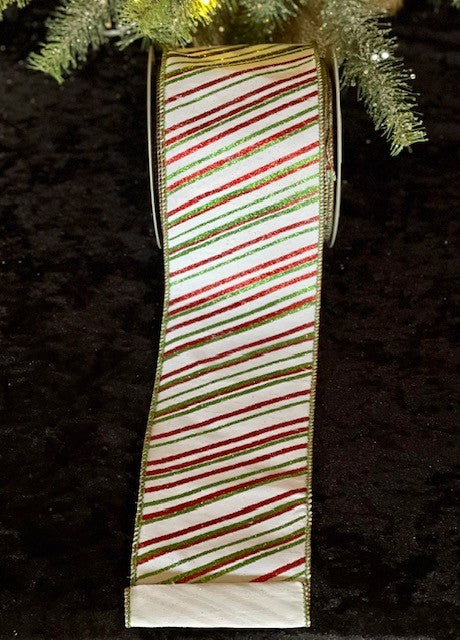 OH WHAT FUN - 4 INCH STRIPED GLITTER RIBBON  R4171851