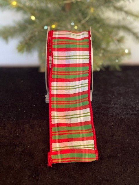 GREEN/RED PLAID WIRED RIBBON R4171893