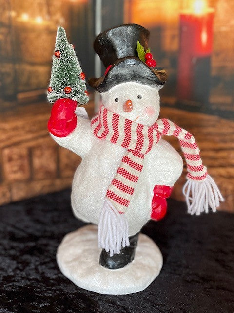SNOWMAN WITH TOP HAT AND BRISTLE TREE 4116516