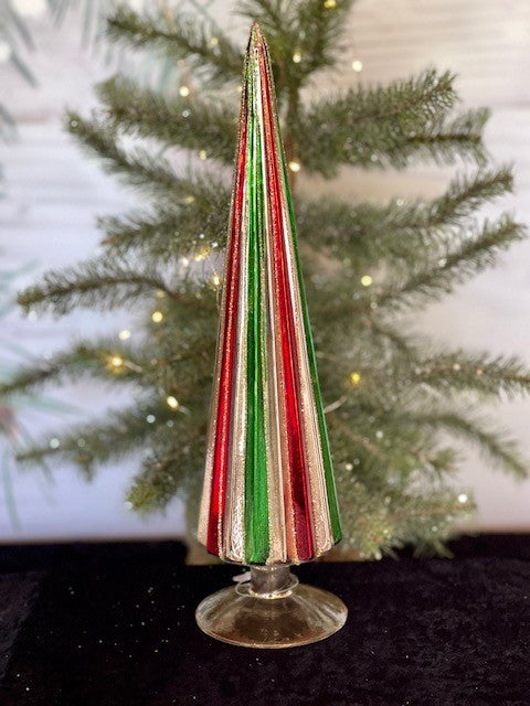 RIBBED GOLD WITH RED & GREEN GLASS MEDIUM TREE 4122868