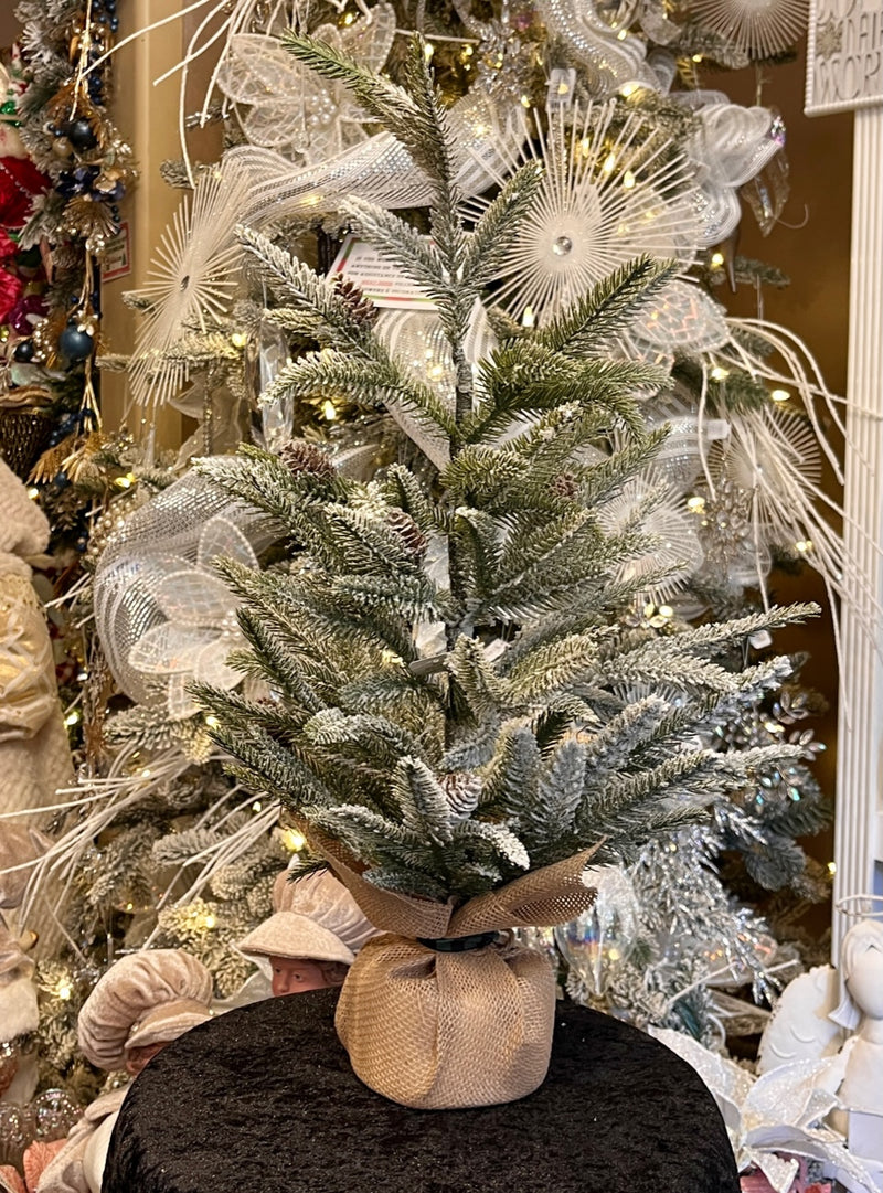 24" SNOWY TREE IN BURLAP BAG 4222751