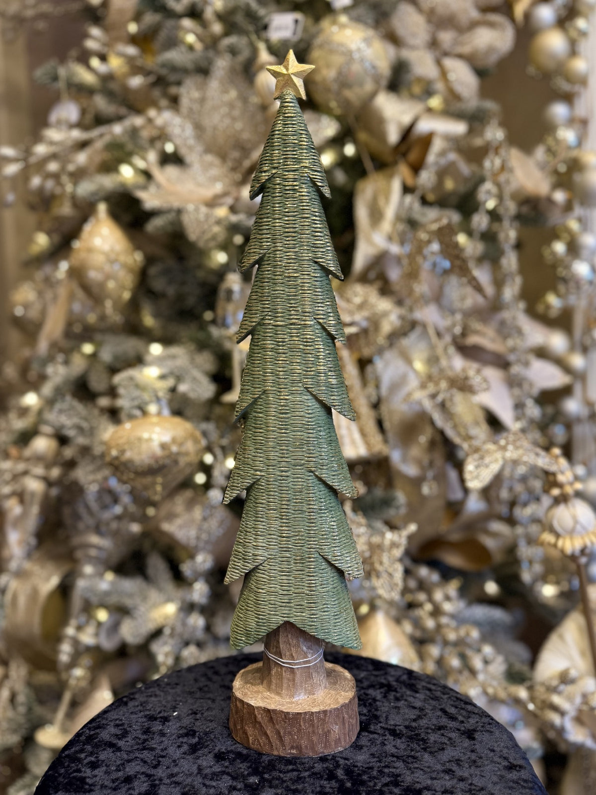 WOVEN LOOK GREEN WITH GOLD LARGE TREE 4617717