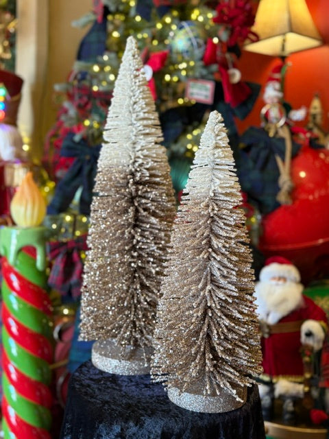 FLOCKED GLITTER BRISTLEBRUSH TREE SMALL 461551