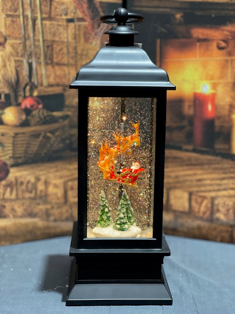 GLITTER LANTERN - SANTA FLYING ANIMATED BLACK LANTERN 4216928